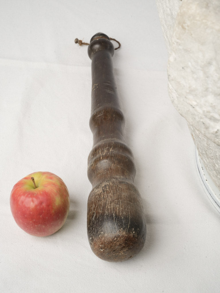 Very Large Antique Marble Mortar w/ Wooden Pestle - 14½" x 24¾"