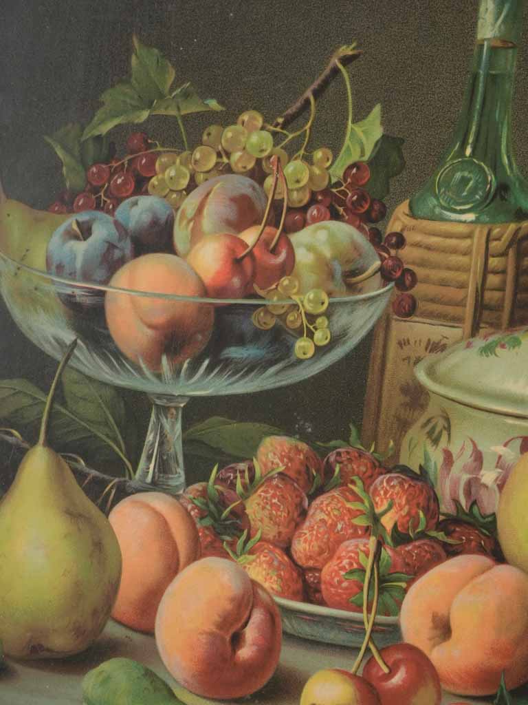 Still life chromolithograph - late summer fruit & wine - Giuseppe Falchetti (1843-1918) - 20" x 25¼"