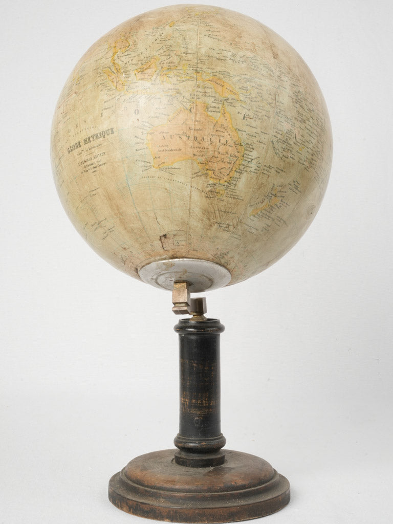 Aged patina world globe