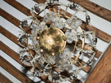 Vintage French brass chandelier with glass flowers