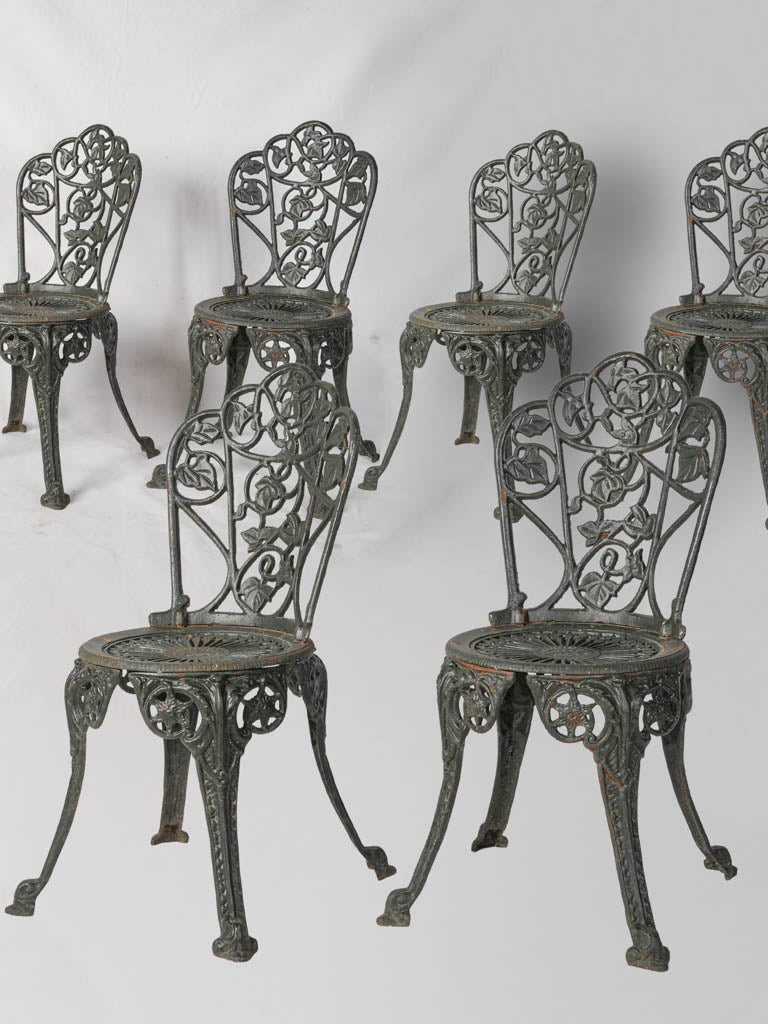 Early 20th-Century Cast Iron Garden Chairs W/ Ivy Motifs