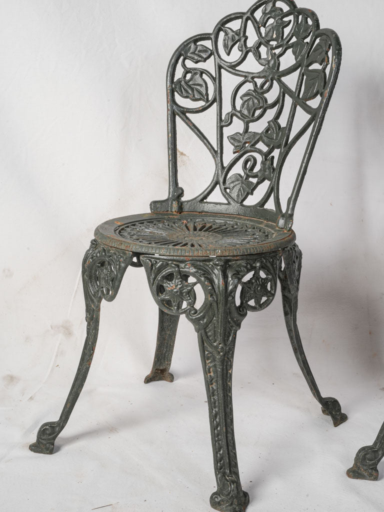 Weathered Victorian patio chairs set  