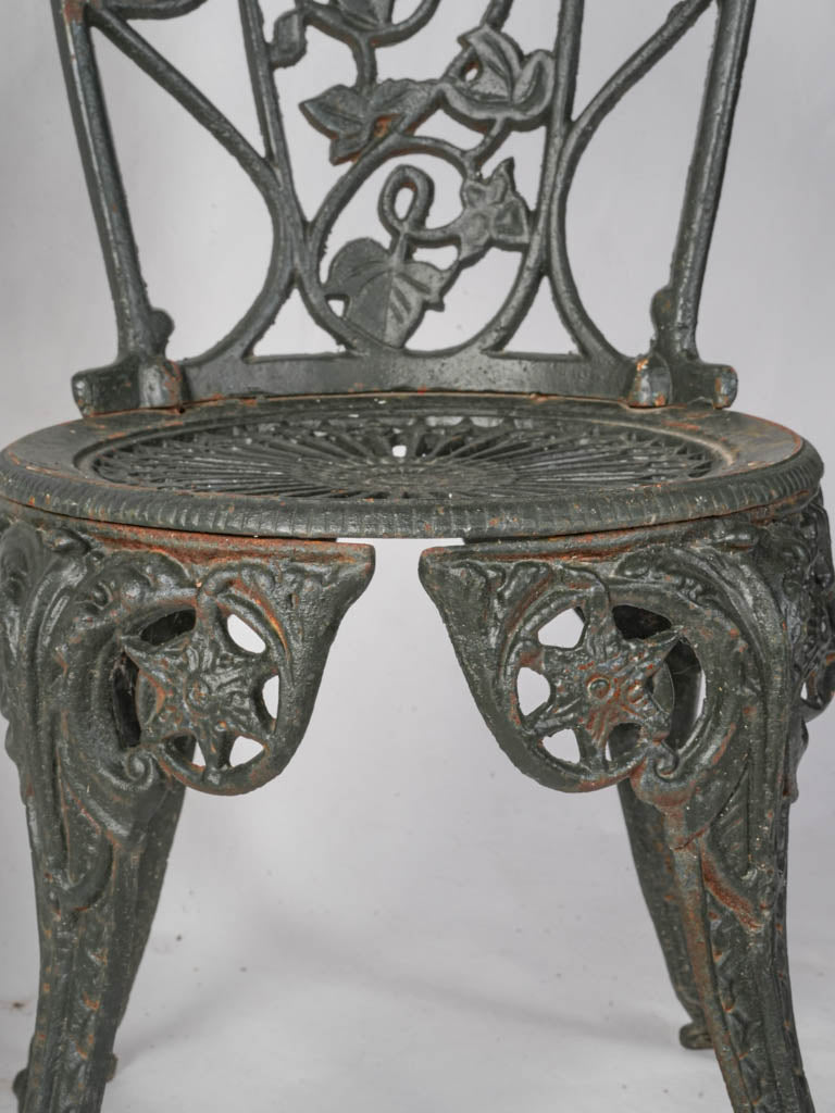 Classic dark green iron chairs