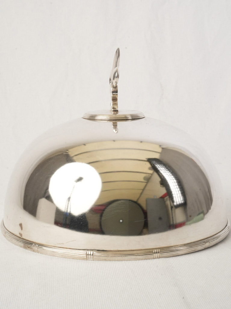 Pair of French  Silver-Plated Plate Cloches w/ Fleur-de-Lis Finials - 8¼"