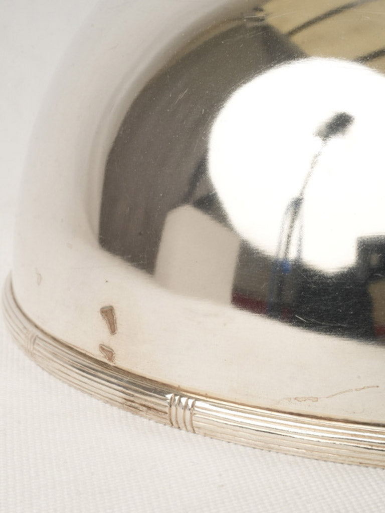 Pair of French  Silver-Plated Plate Cloches w/ Fleur-de-Lis Finials - 8¼"