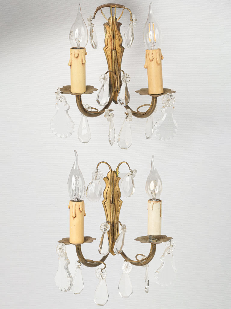 Vintage gilded metal wall sconces  