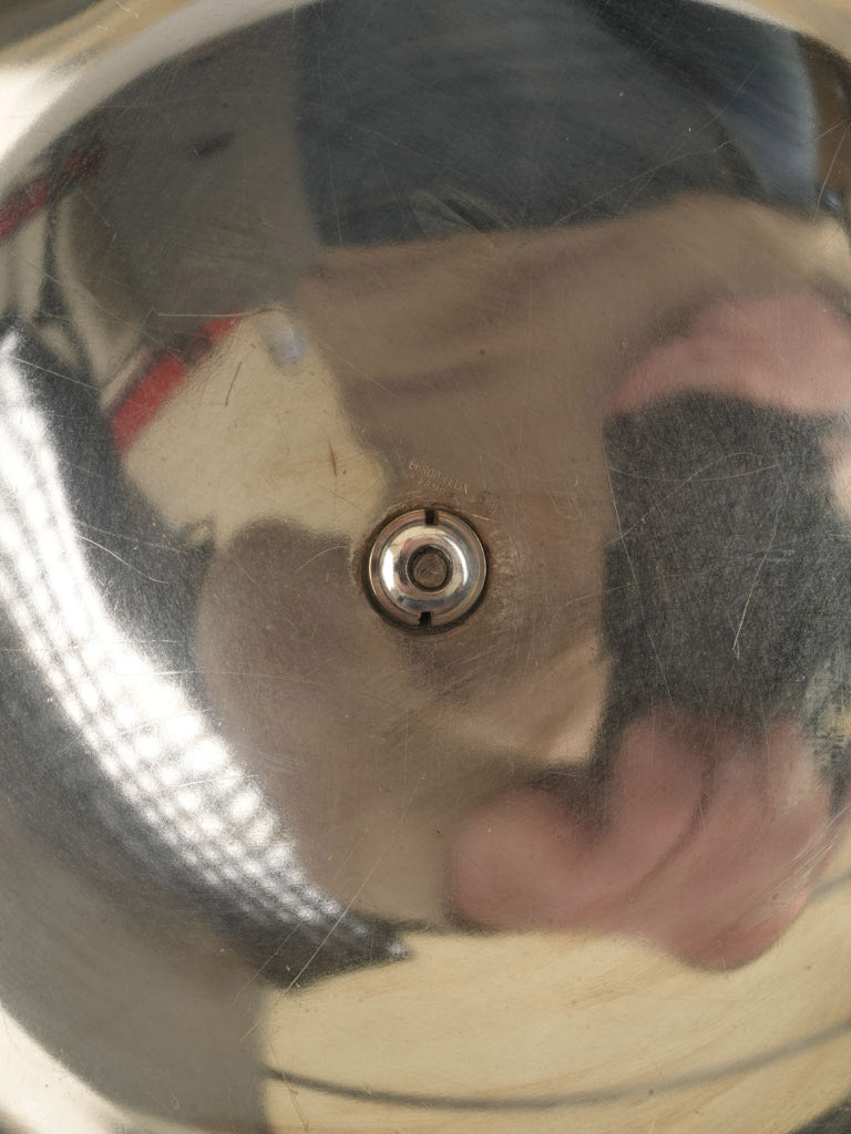 Pair of French  Silver-Plated Plate Cloches w/ Fleur-de-Lis Finials - 8¼"