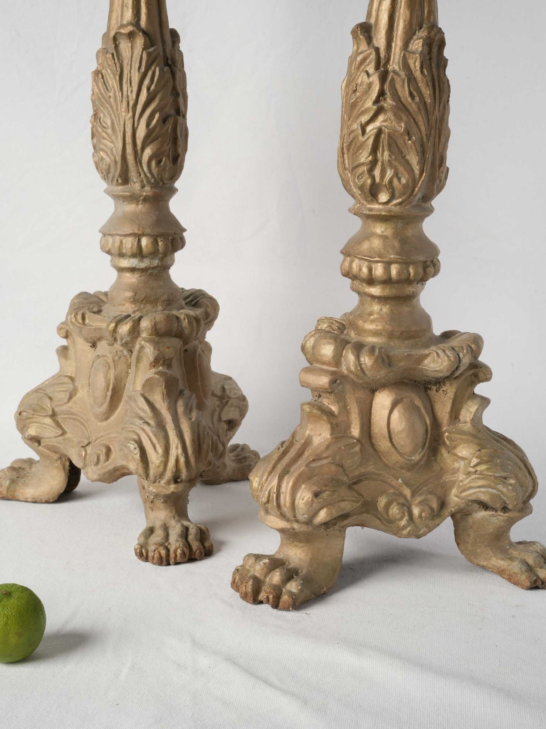Pair of Vintage Cast Iron Church-Style Candlesticks, 1970s - 26½"