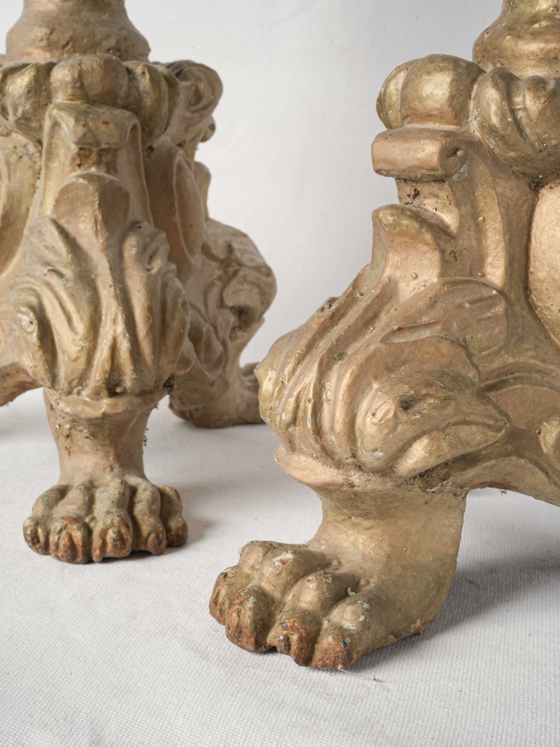 Pair of Vintage Cast Iron Church-Style Candlesticks, 1970s - 26½"