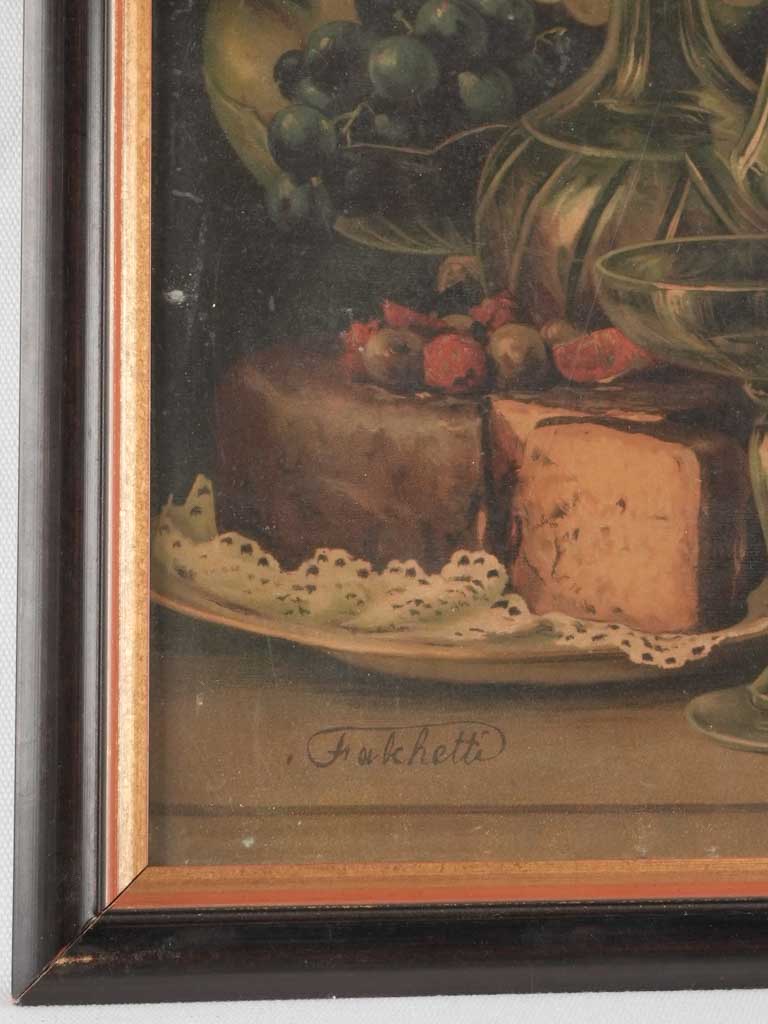 Still life chromolithograph - cakes & champagne - 17¾" x 14¼"