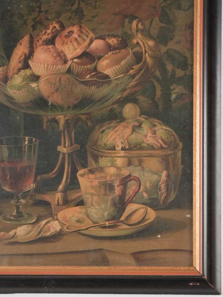 Still life chromolithograph - cakes & champagne - 17¾" x 14¼"