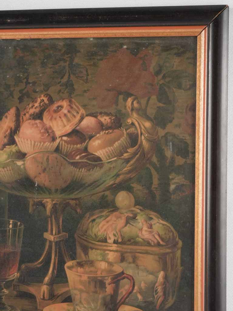 Still life chromolithograph - cakes & champagne - 17¾" x 14¼"