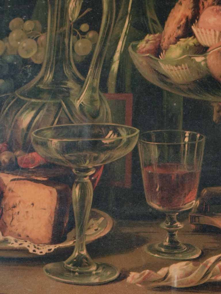 Still life chromolithograph - cakes & champagne - 17¾" x 14¼"