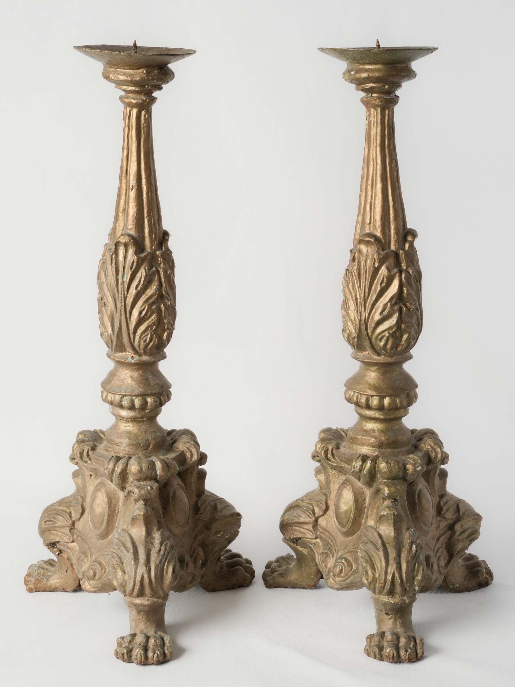 Pair of Vintage Cast Iron Church-Style Candlesticks, 1970s - 26½"