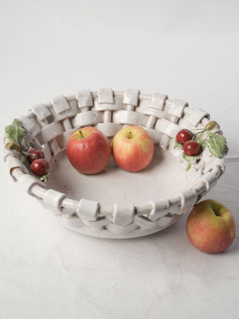 Mid-century woven rim table centerpiece  