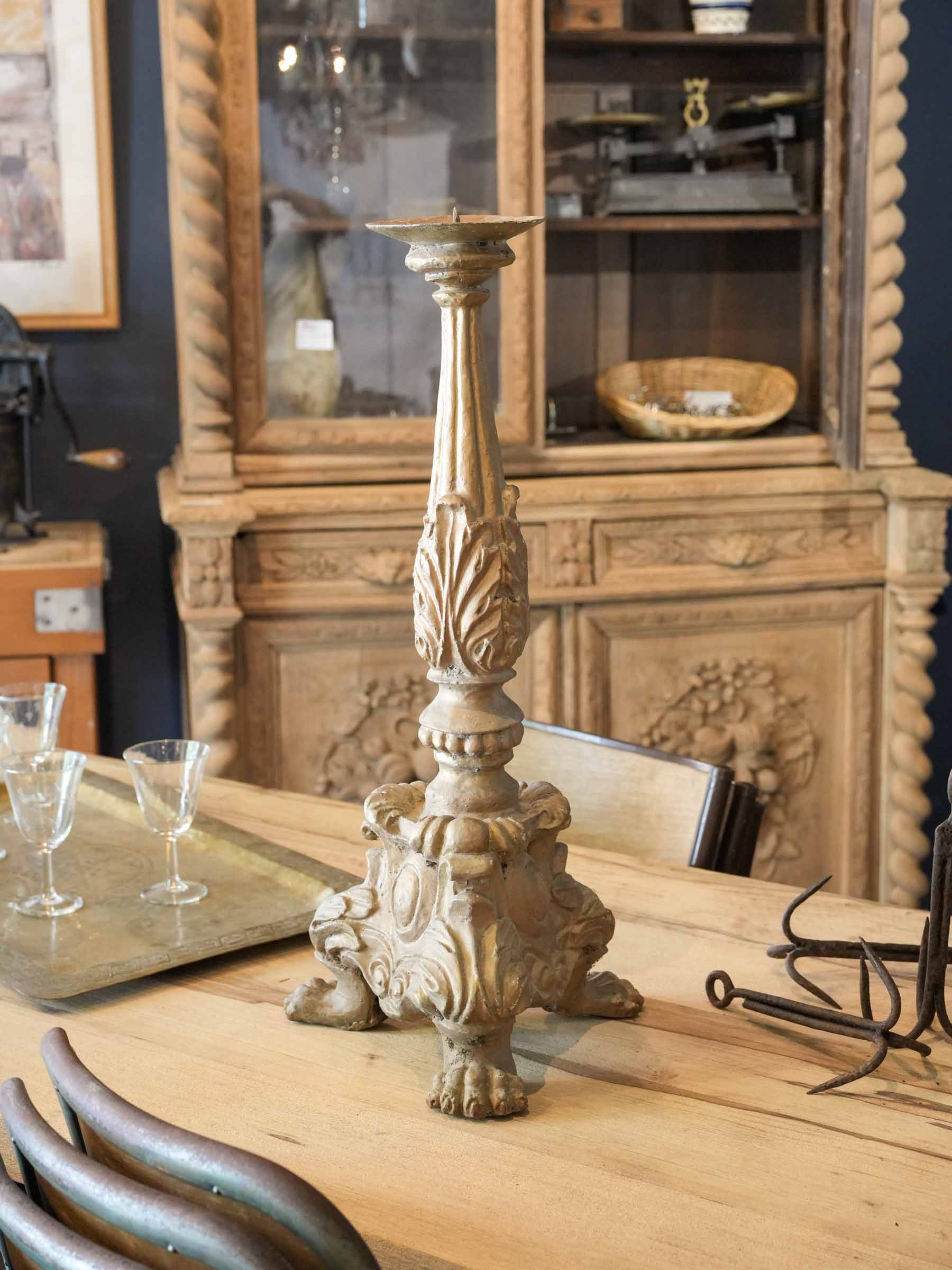 Pair of Vintage Cast Iron Church-Style Candlesticks, 1970s - 26½"