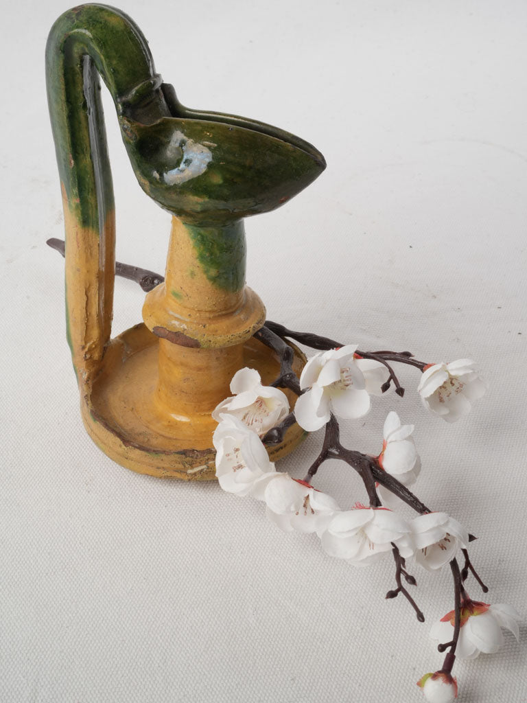 Vintage rustic terracotta oil lamp