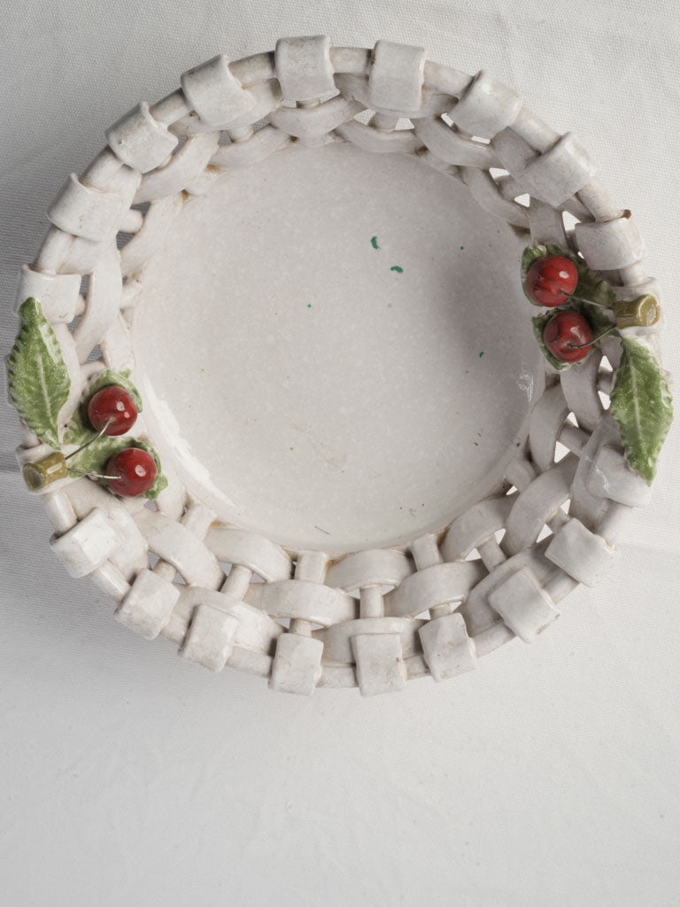Creamy glazed cherry basket motif  