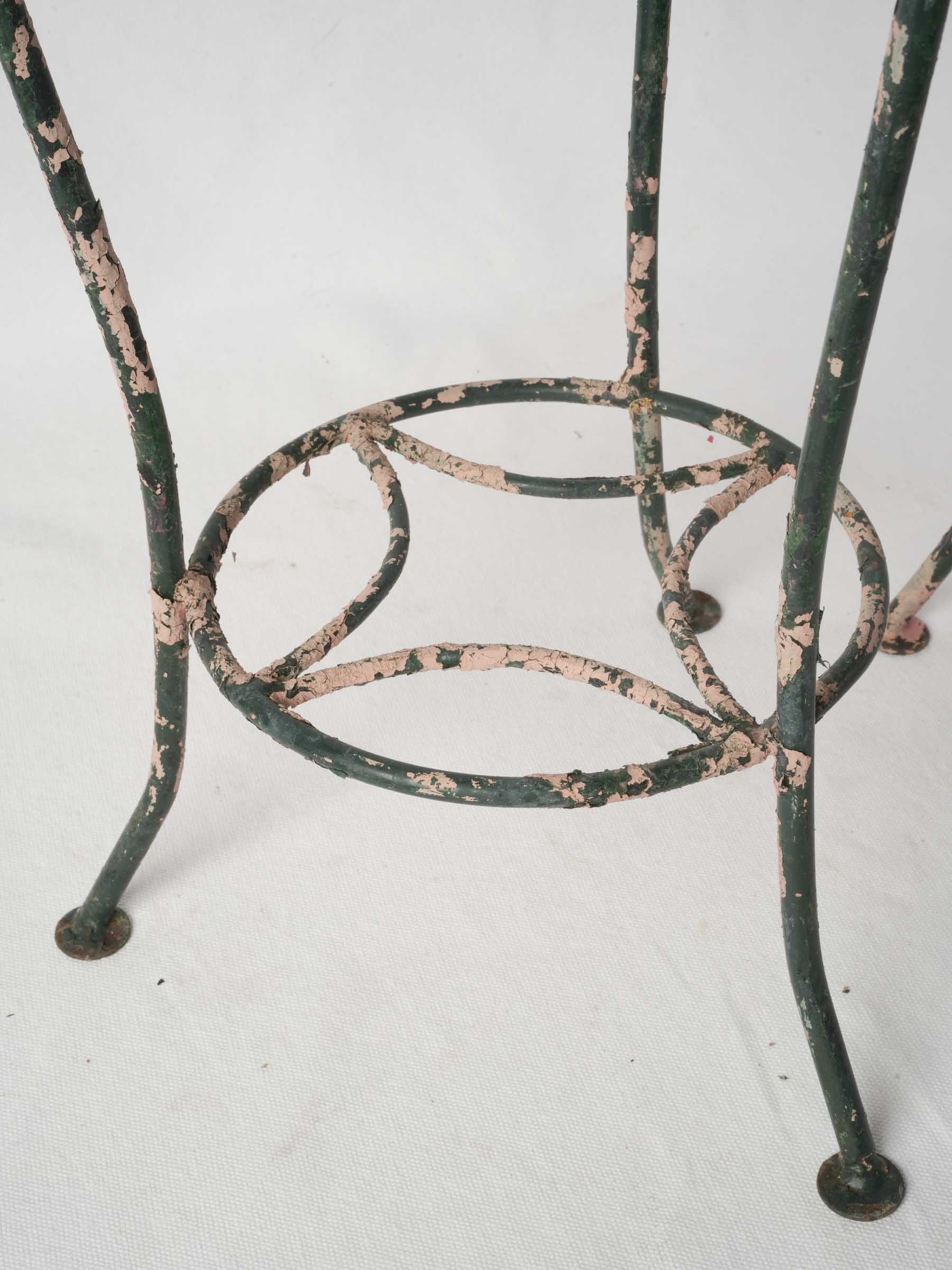 Pair of 1950s Painted Iron Pedestal Tables with Pierced Metal Tops - 22" x 12¼"