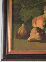 Still life chromolithograph - fall fruit - grapes figs & peaches 15" x 19"