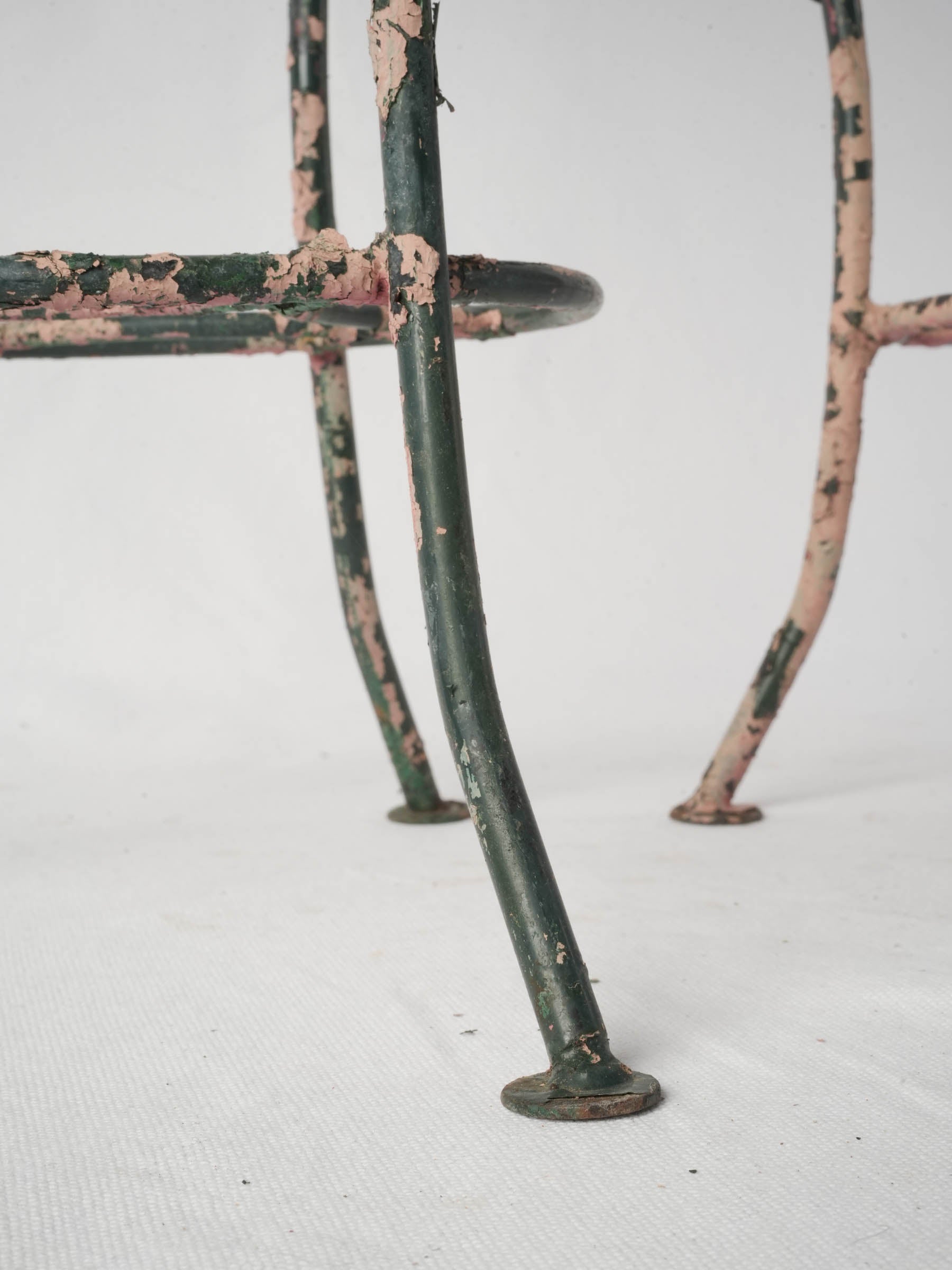 Pair of 1950s Painted Iron Pedestal Tables with Pierced Metal Tops - 22" x 12¼"