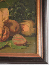 Still life chromolithograph - fall fruit - grapes figs & peaches 15" x 19"