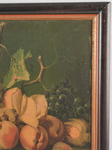 Still life chromolithograph - fall fruit - grapes figs & peaches 15" x 19"