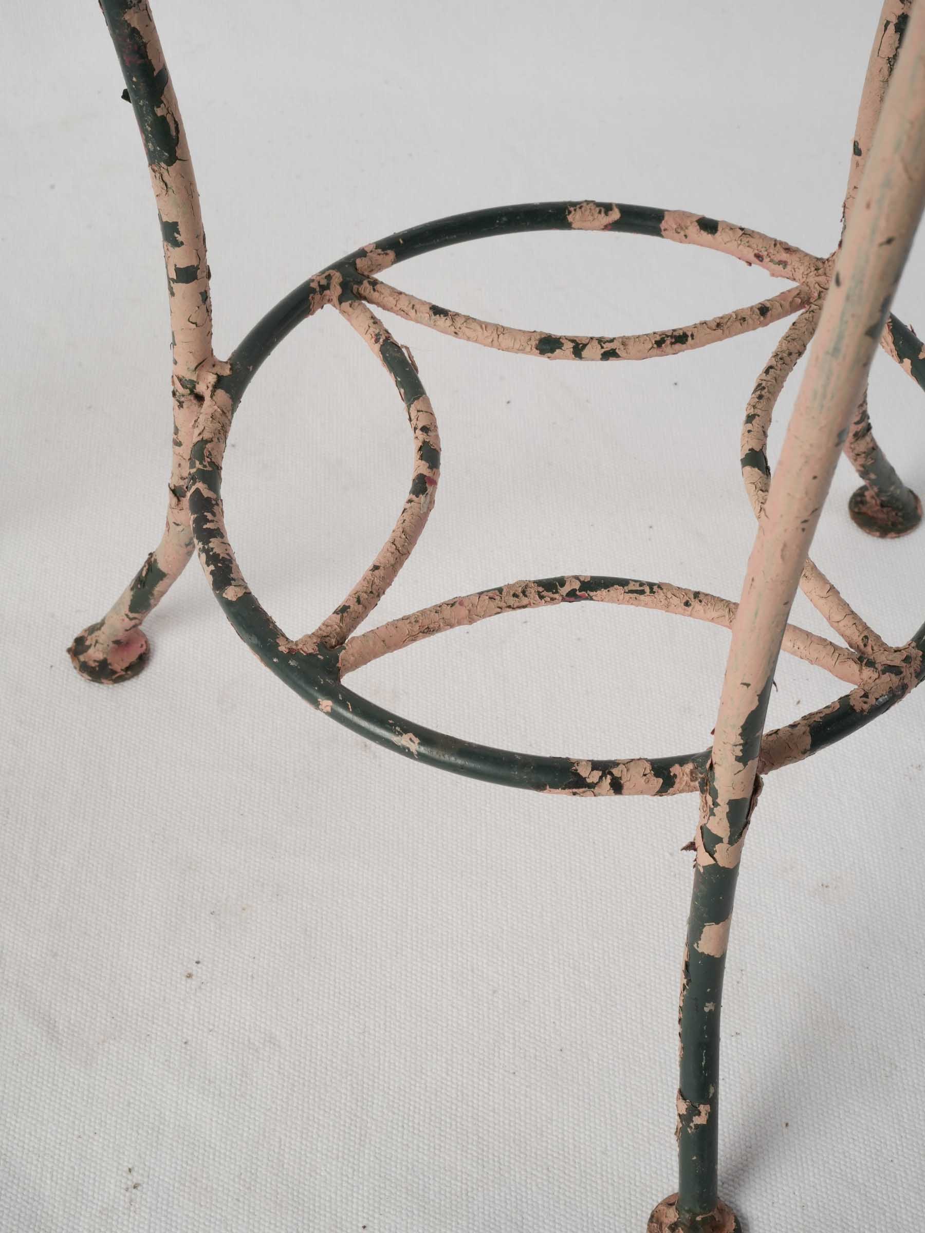 Pair of 1950s Painted Iron Pedestal Tables with Pierced Metal Tops - 22" x 12¼"