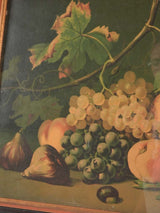 Still life chromolithograph - fall fruit - grapes figs & peaches 15" x 19"