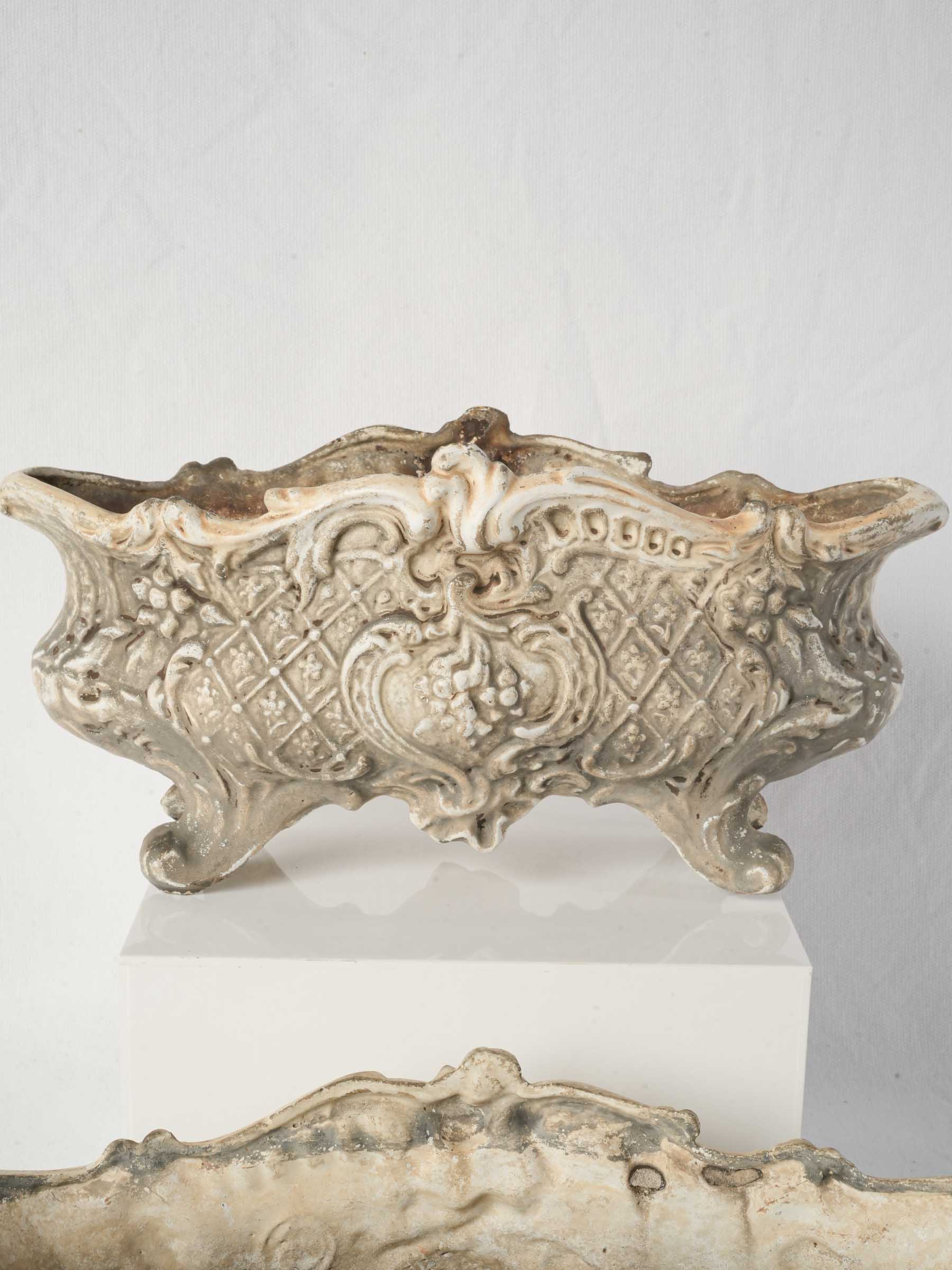 Pair of Early 20th-Century Rococo Style Cast Iron Planters - 12½"