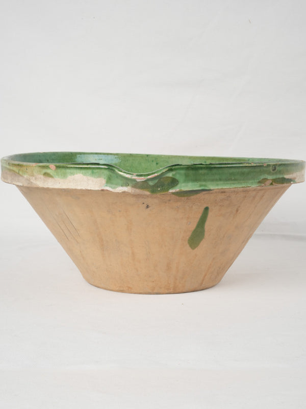 Large antique Tian bowl w/ green glaze 15¾"