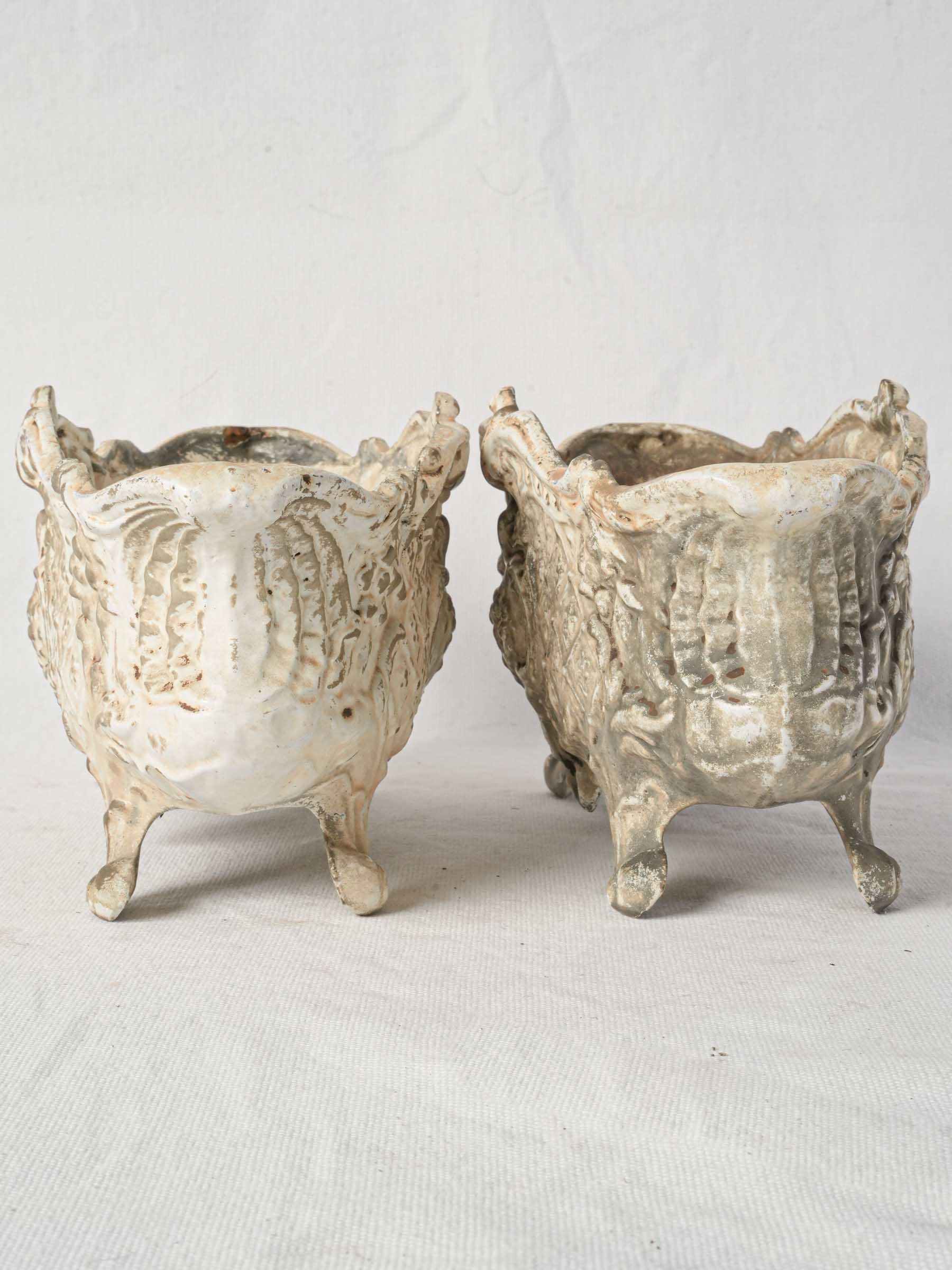 Pair of Early 20th-Century Rococo Style Cast Iron Planters - 12½"