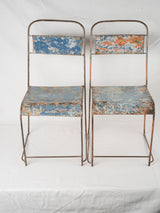 Aged blue and peach chairs