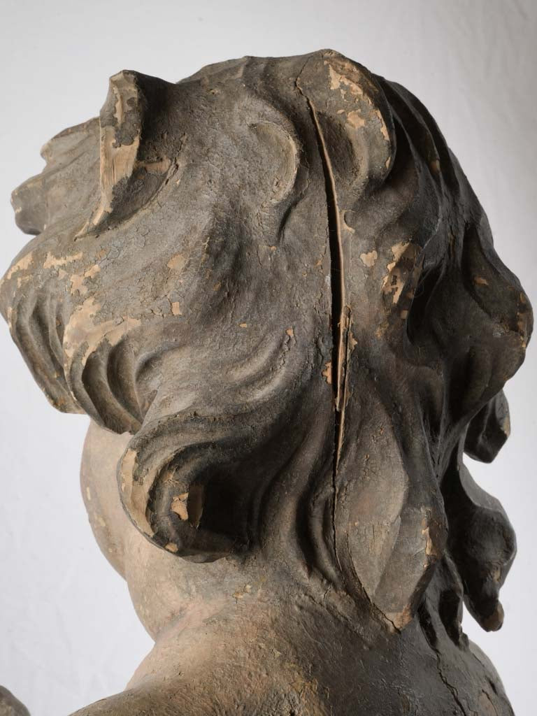 Timeworn patina French putti statues  