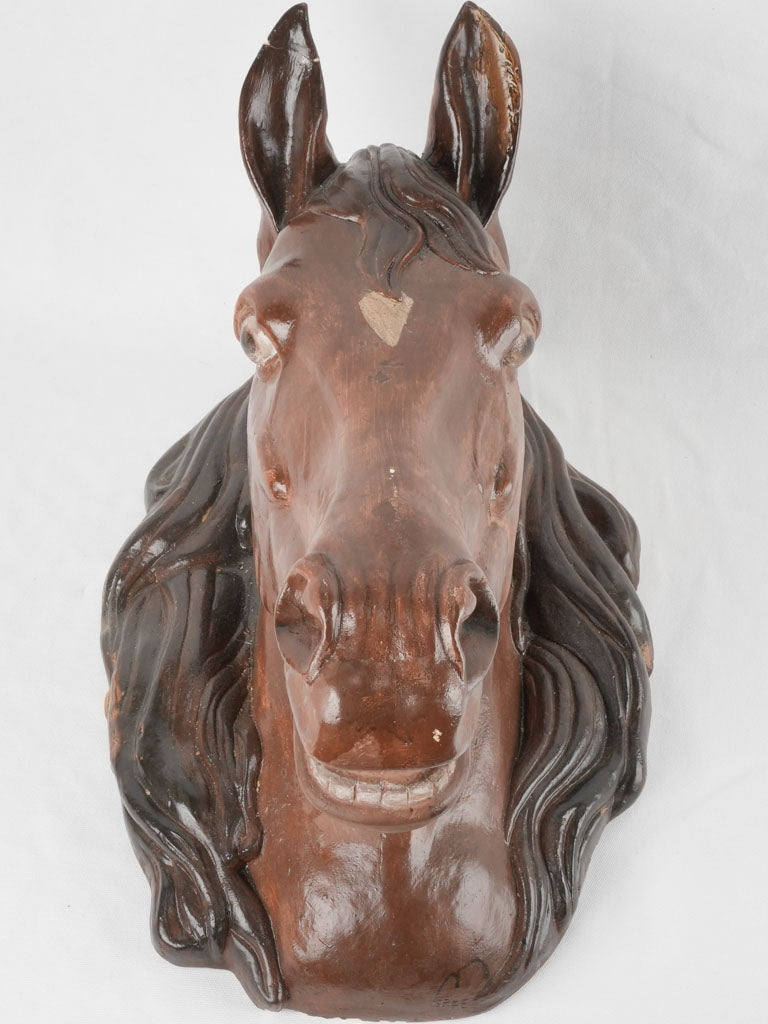Life-size horse head sculpture from a French butcher- 1940s
