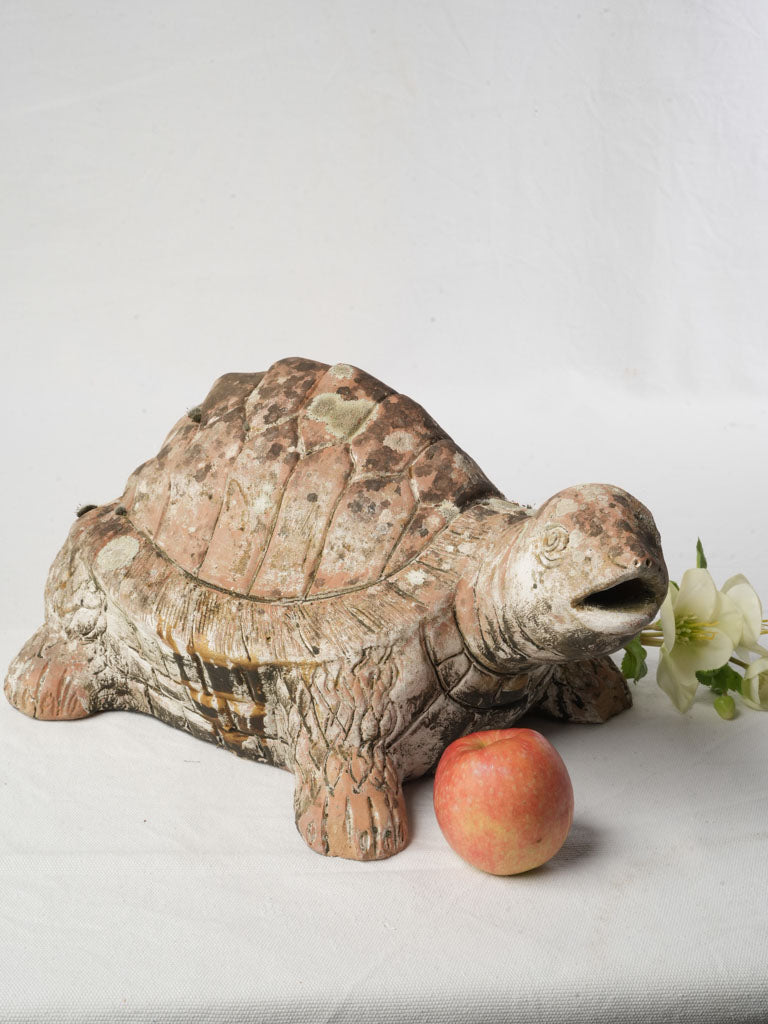 Decorative Terracotta Turtle w/ Beatiful Lichen Patina - 8¼" x 17"