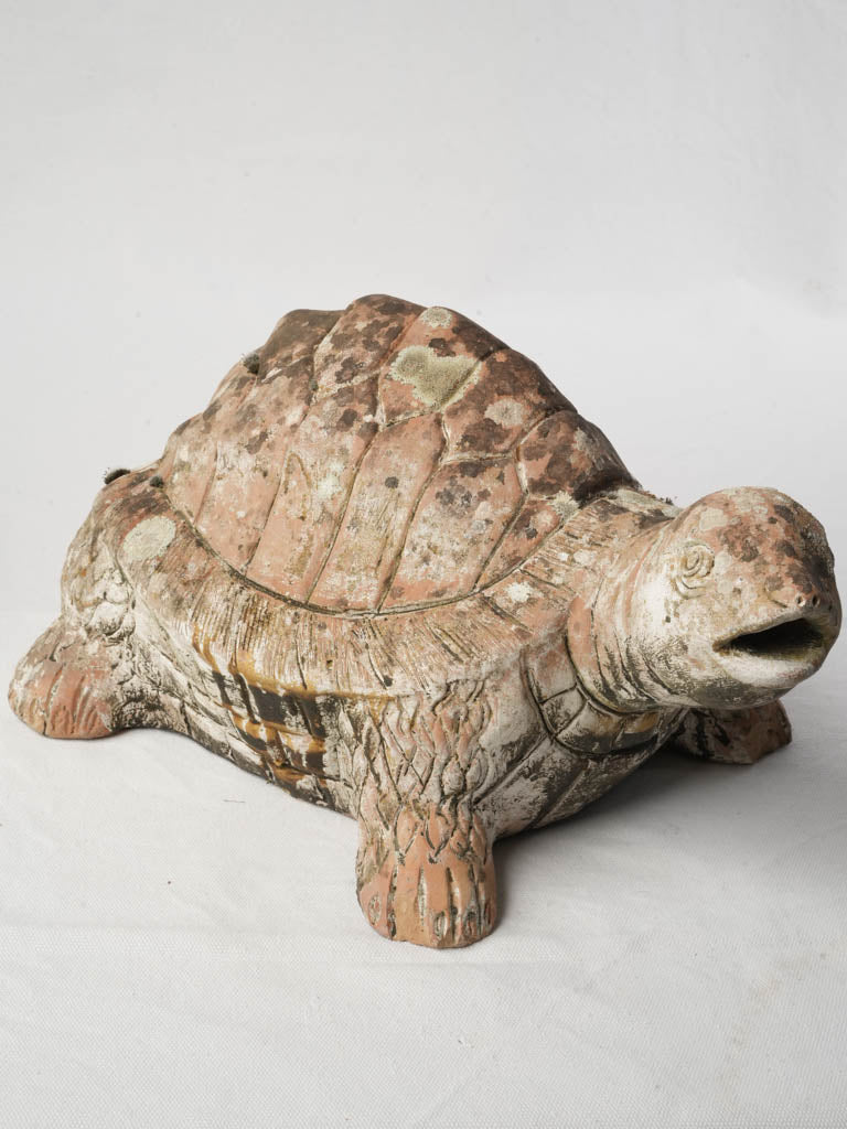 Decorative Terracotta Turtle w/ Beatiful Lichen Patina - 8¼" x 17"
