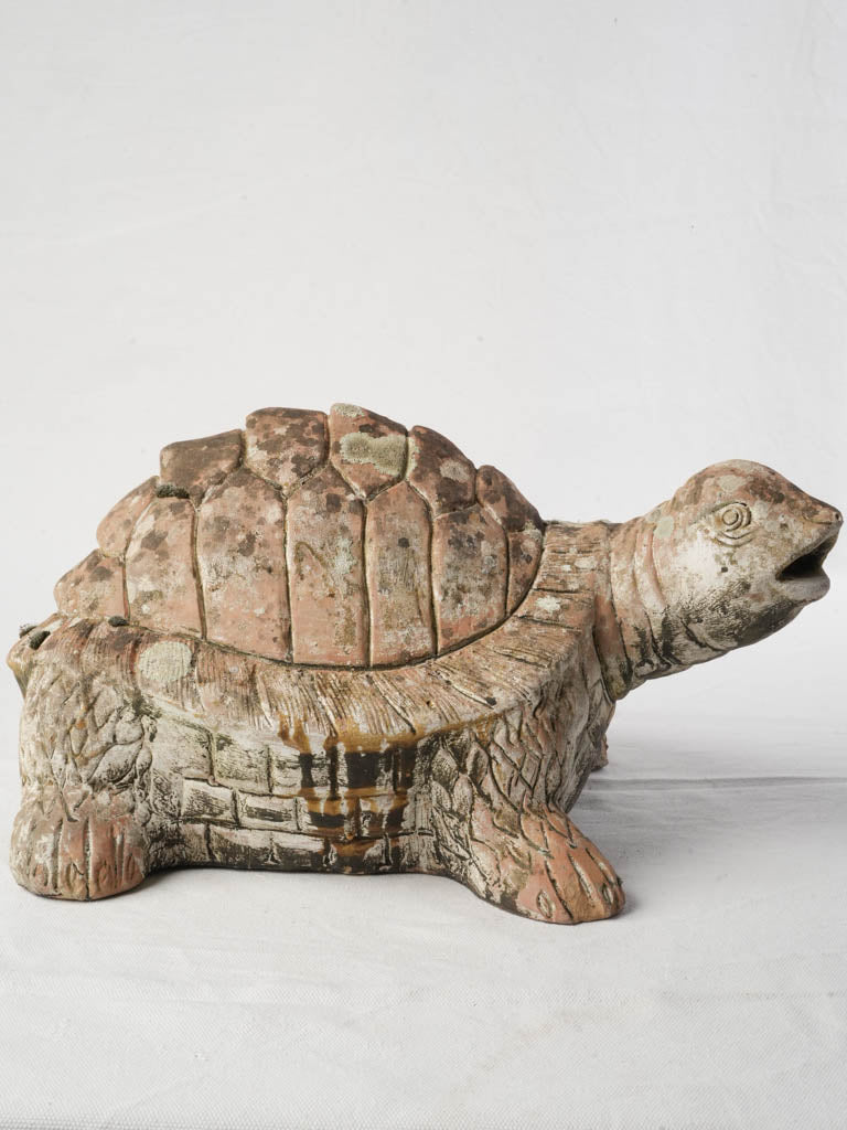 Decorative Terracotta Turtle w/ Beatiful Lichen Patina - 8¼" x 17"