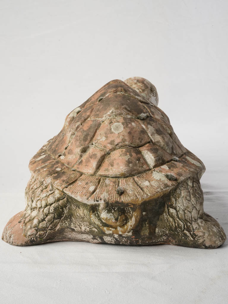 Decorative Terracotta Turtle w/ Beatiful Lichen Patina - 8¼" x 17"