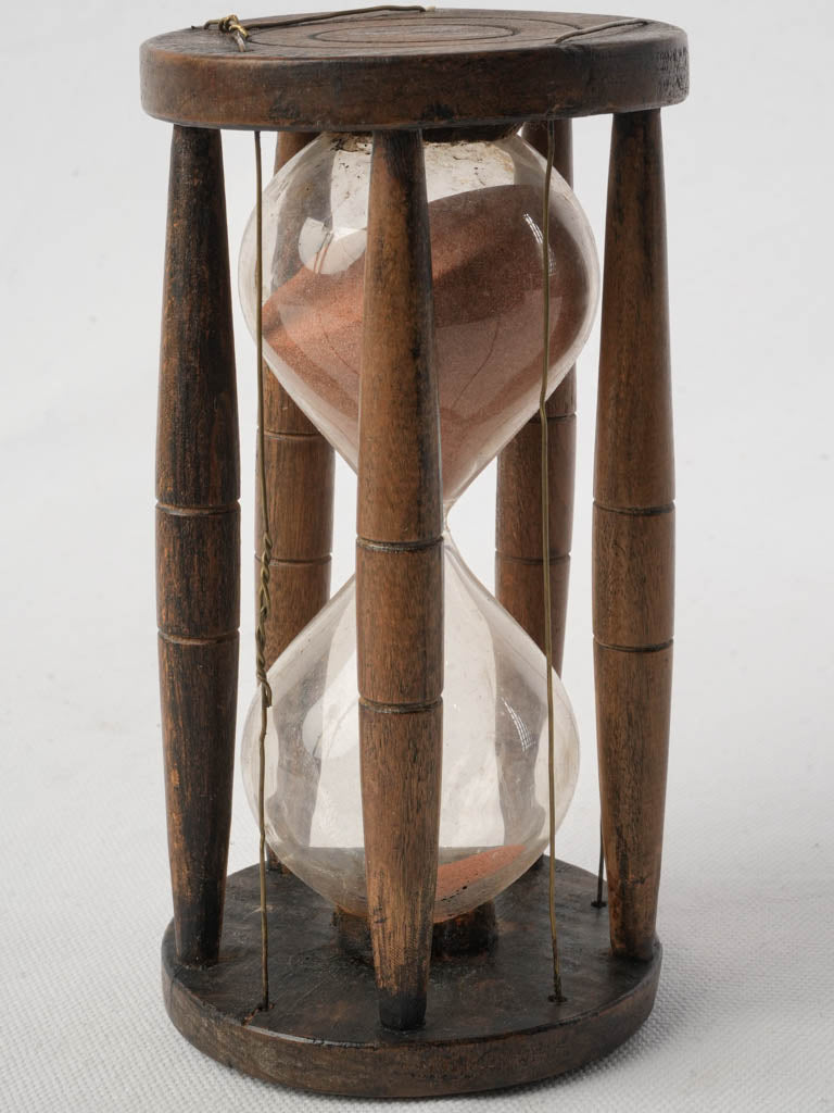 Late 19th Century Ritual Hourglass in Hardwood W/ Russet Sand - 7"
