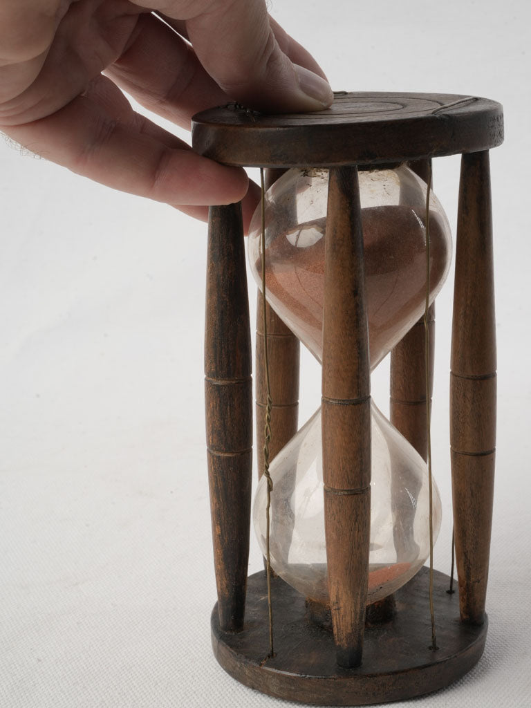 Late 19th Century Ritual Hourglass in Hardwood W/ Russet Sand - 7"