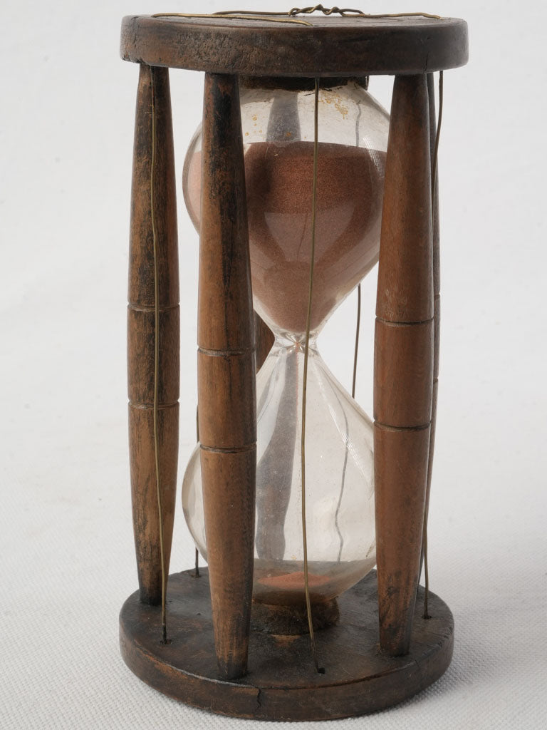 Late 19th Century Ritual Hourglass in Hardwood W/ Russet Sand - 7"