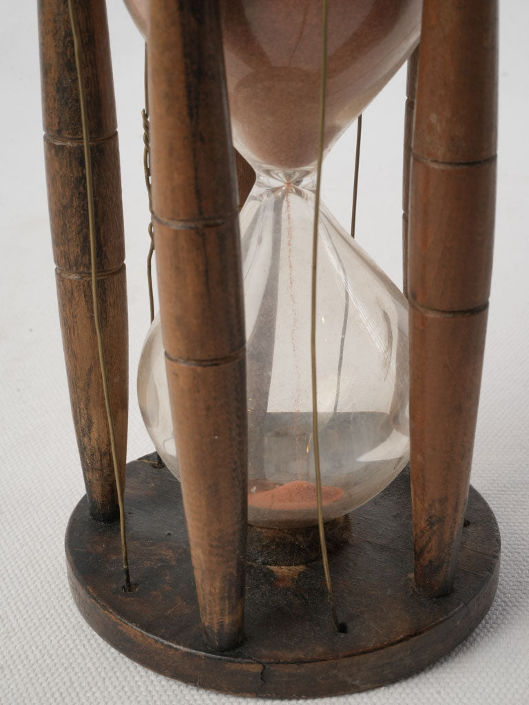 Late 19th Century Ritual Hourglass in Hardwood W/ Russet Sand - 7"