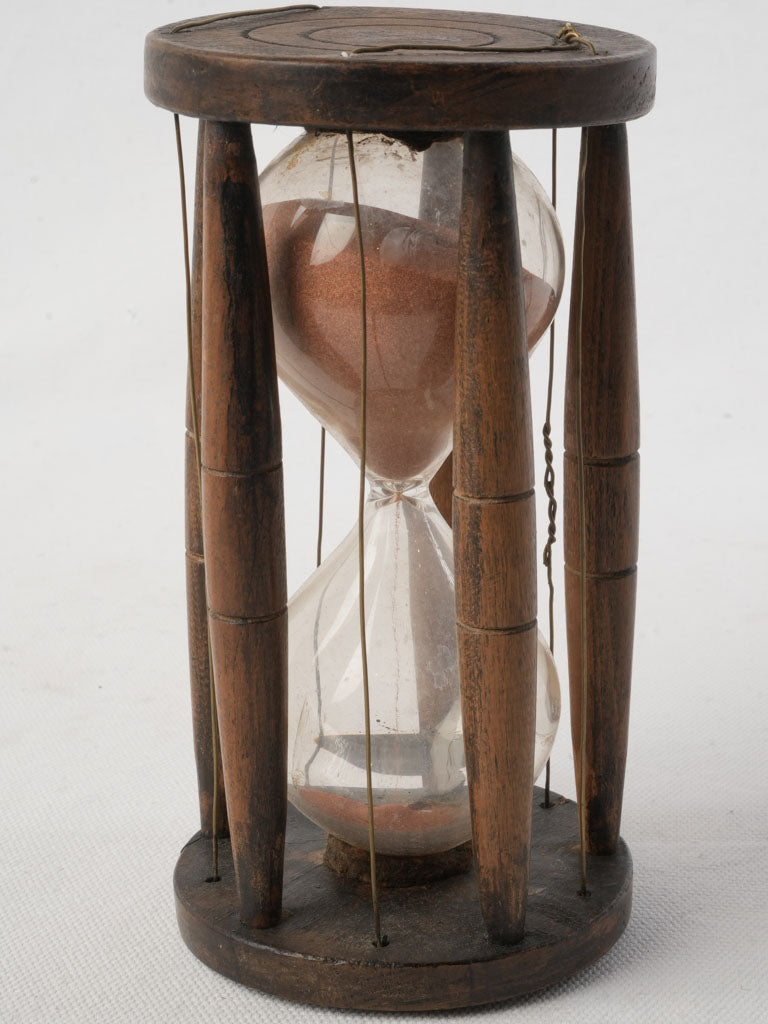 Late 19th Century Ritual Hourglass in Hardwood W/ Russet Sand - 7"