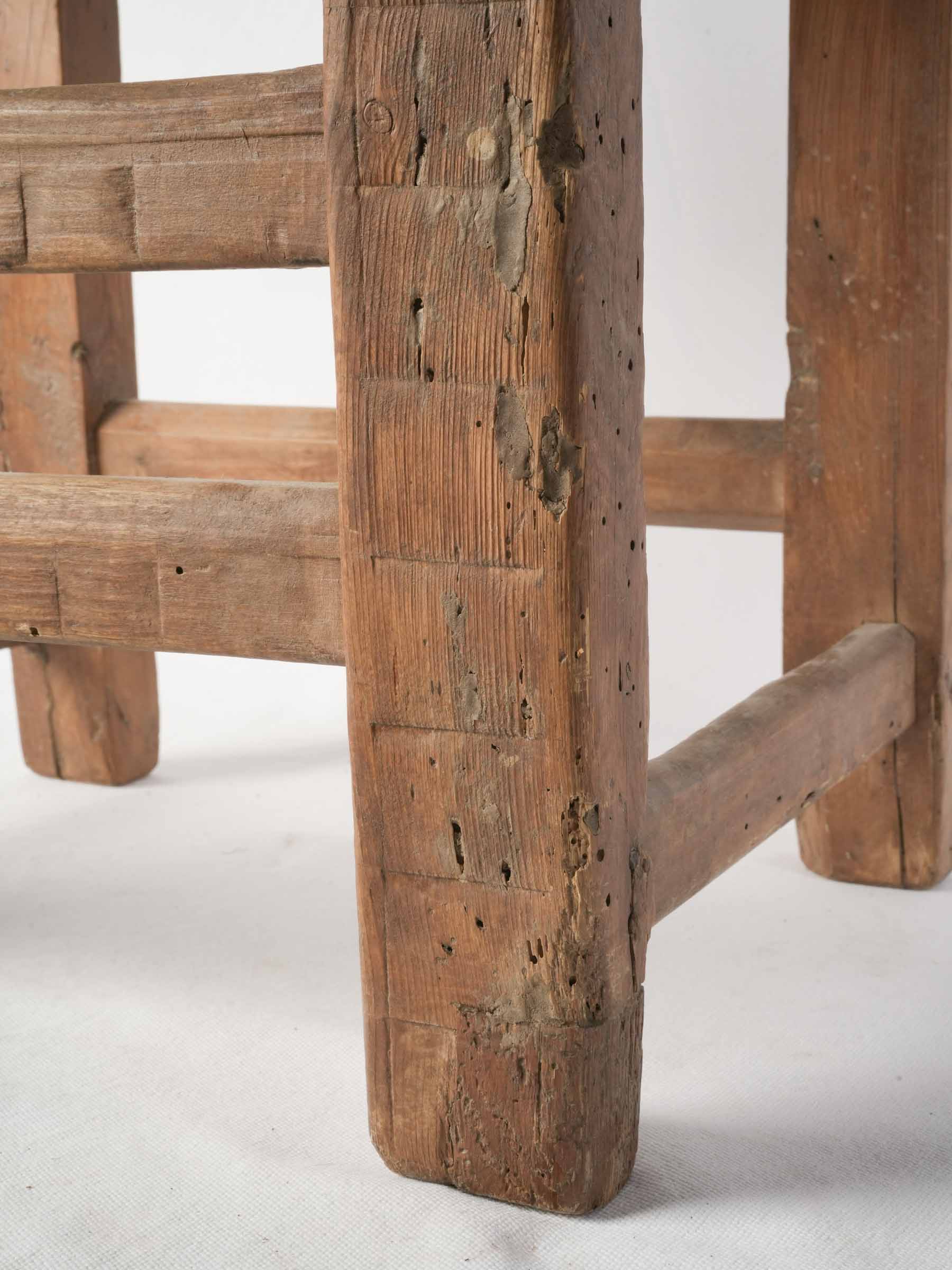Early 20th-Century Hand-Carved Rustic Chair w/ Rush Seat -35¾"