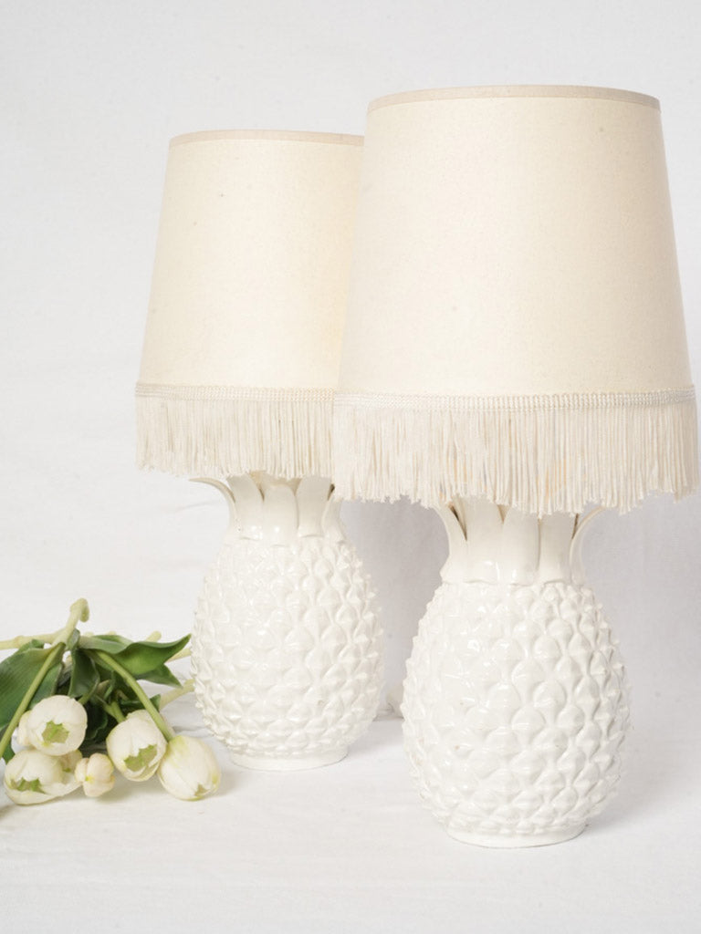 Glossy white ceramic lamp pieces  