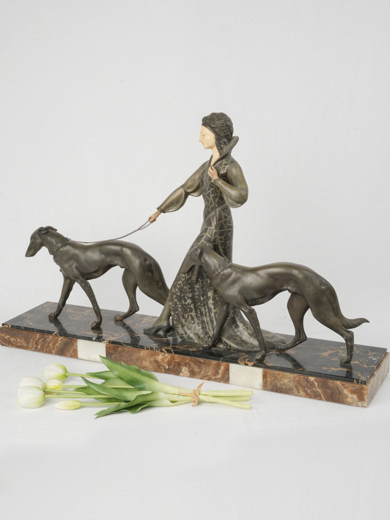 Elegant spelter metal craftsmanship statue