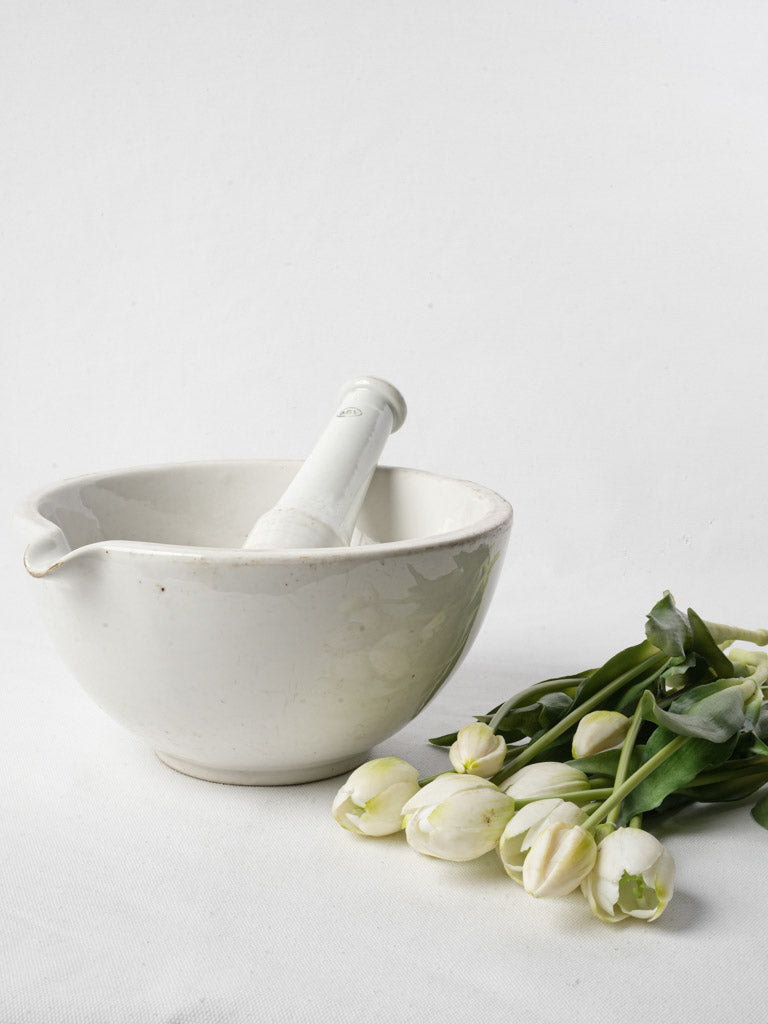 Porcelain Apothecary Mortar and Pestle by GDV Circa 1950 - 10¾"