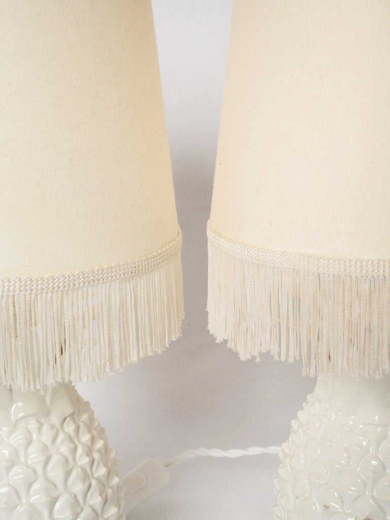 Glossy white finish table lamps  