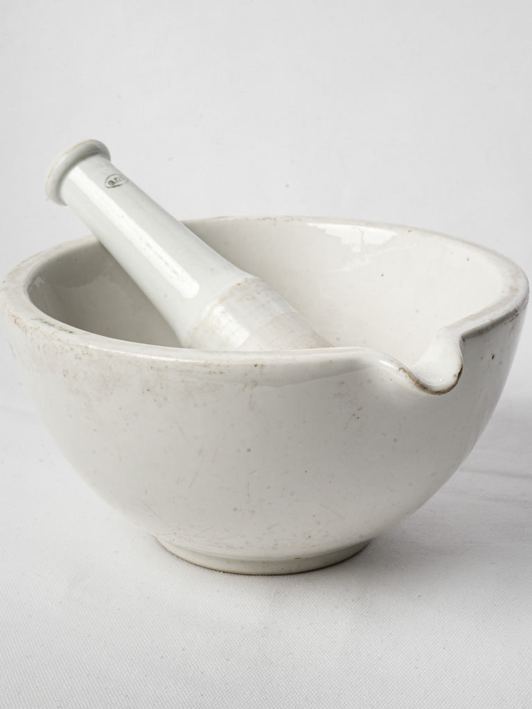 Porcelain Apothecary Mortar and Pestle by GDV Circa 1950 - 10¾"